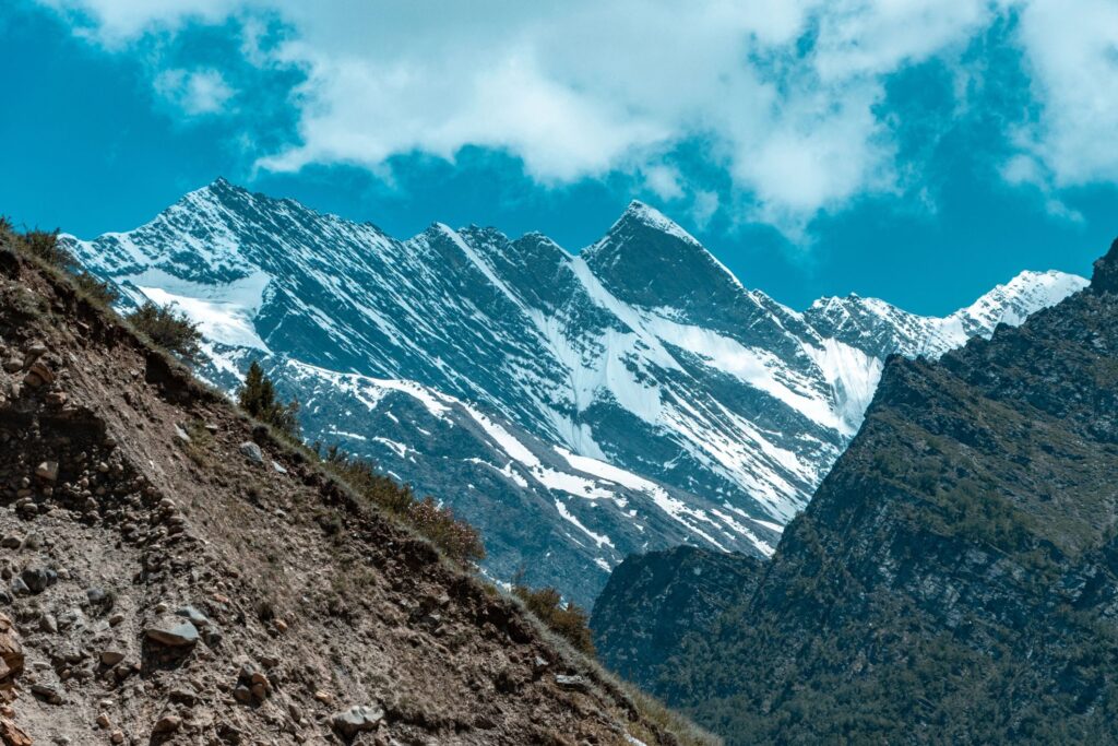 Sun kissed, snow covered Himalayas