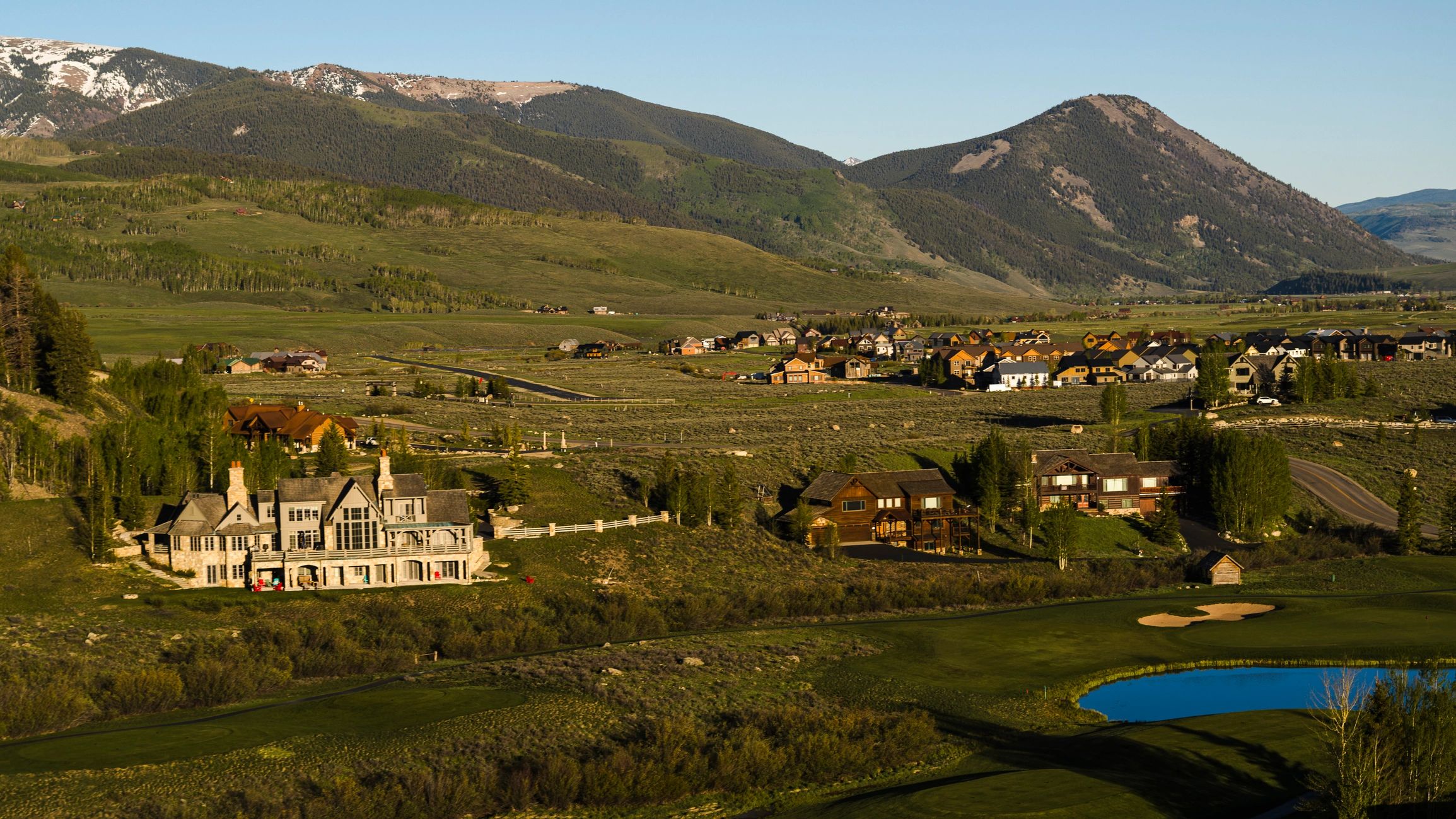 Luxury mountain lodge landscape