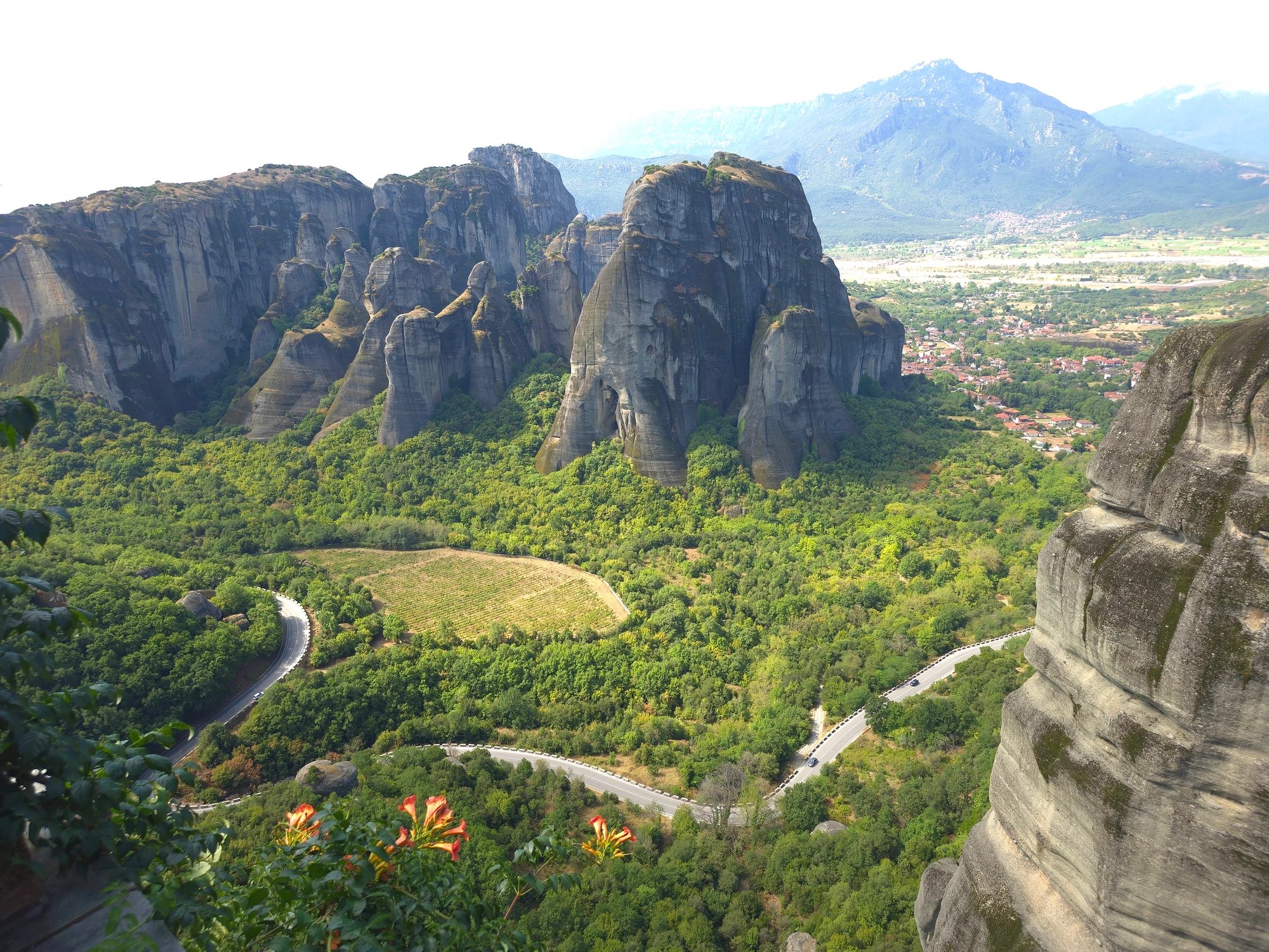 Dramatic mountain monastery landscape