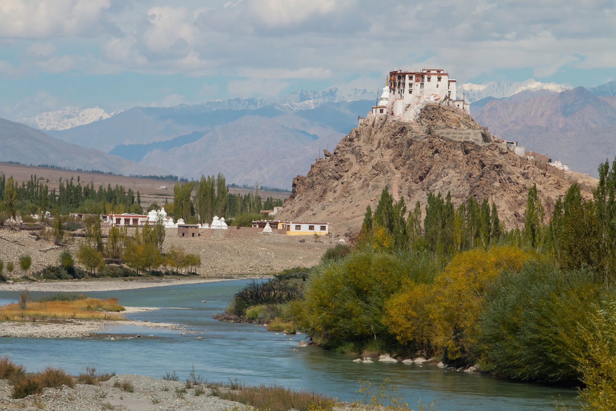 Buddhist monastery in a Himalayan landscape